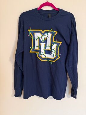 Marquette University Christmas Lights Holiday Long Sleeve Tee Shirt SZ MED